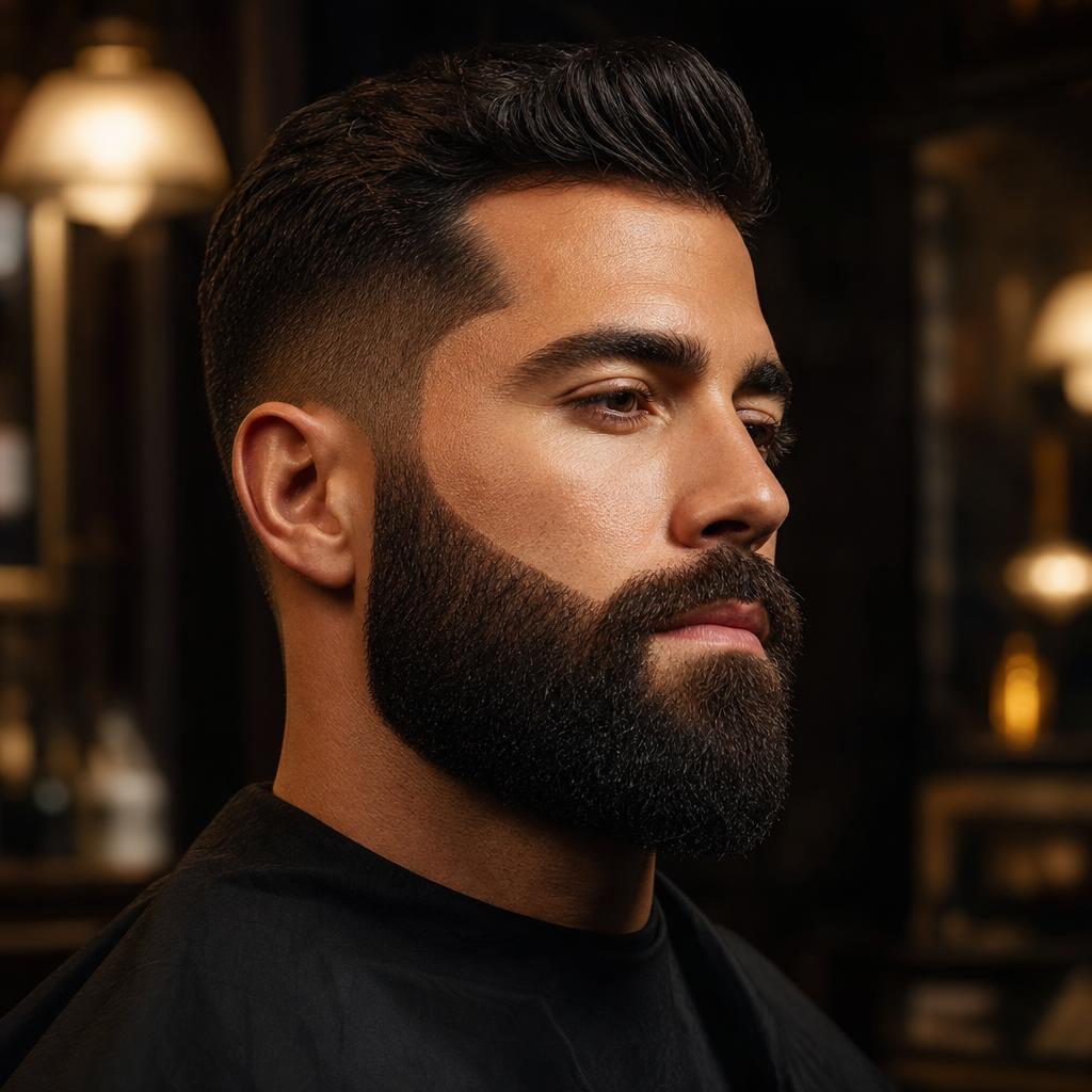 Hot-towel beard grooming inside Icon Barbershop Amsterdam