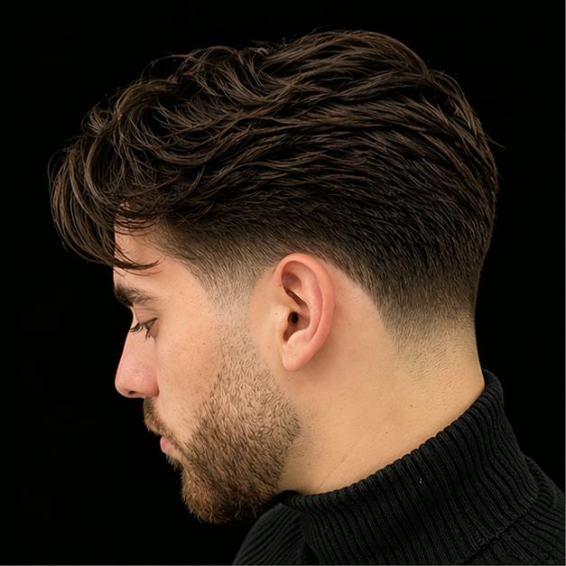 Close rear view of a skin fade haircut