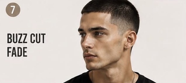 Buzz cut with a skin fade and clean outline
